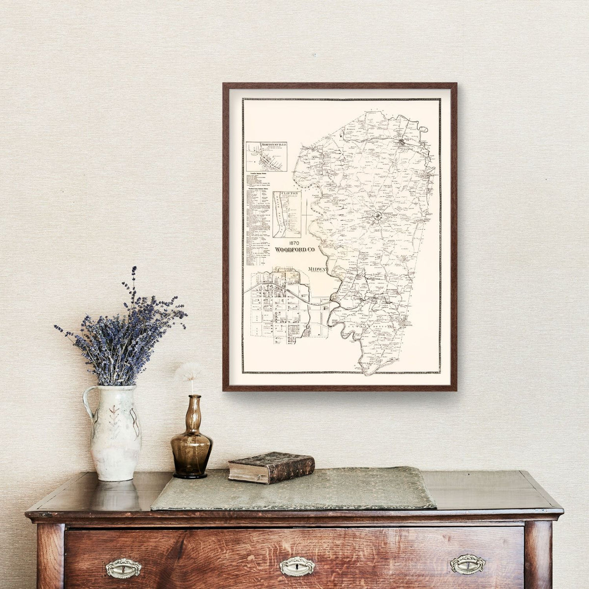 Vintage Map of Woodford County, Kentucky 1870