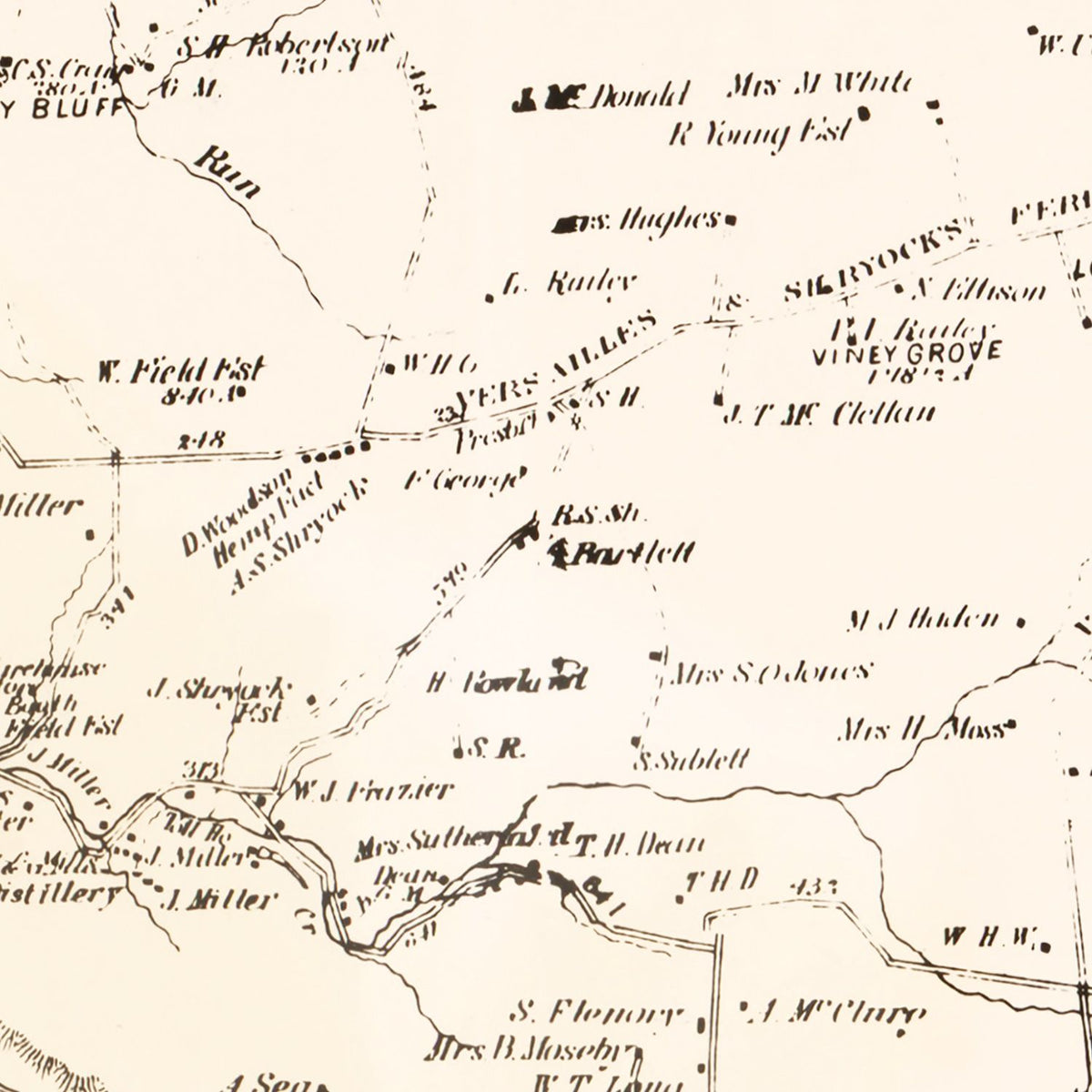 Vintage Map of Woodford County, Kentucky 1870