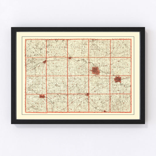 Vintage Map of Washtenaw County, Michigan 1896