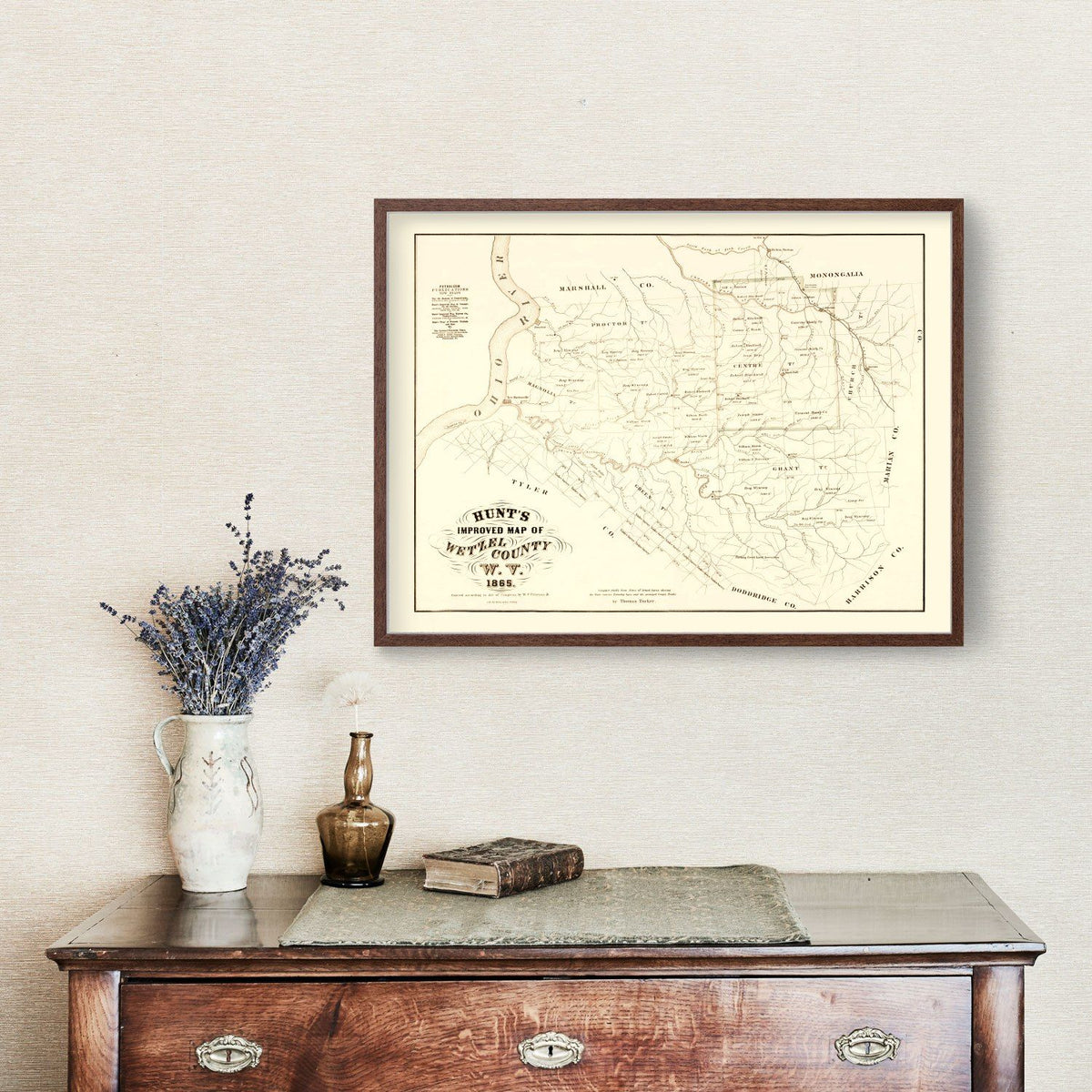 Vintage Map of Wetzel County, West Virginia 1865