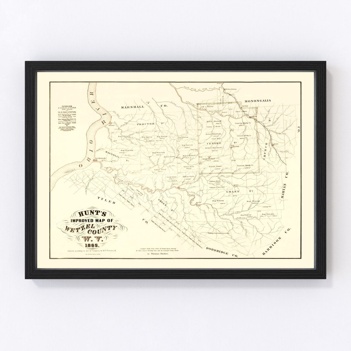 Vintage Map of Wetzel County, West Virginia 1865