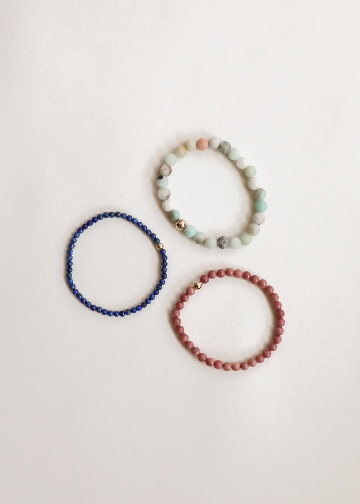 Lapis Lazuli + 14K Gold Filled Beaded Stretch Bracelet