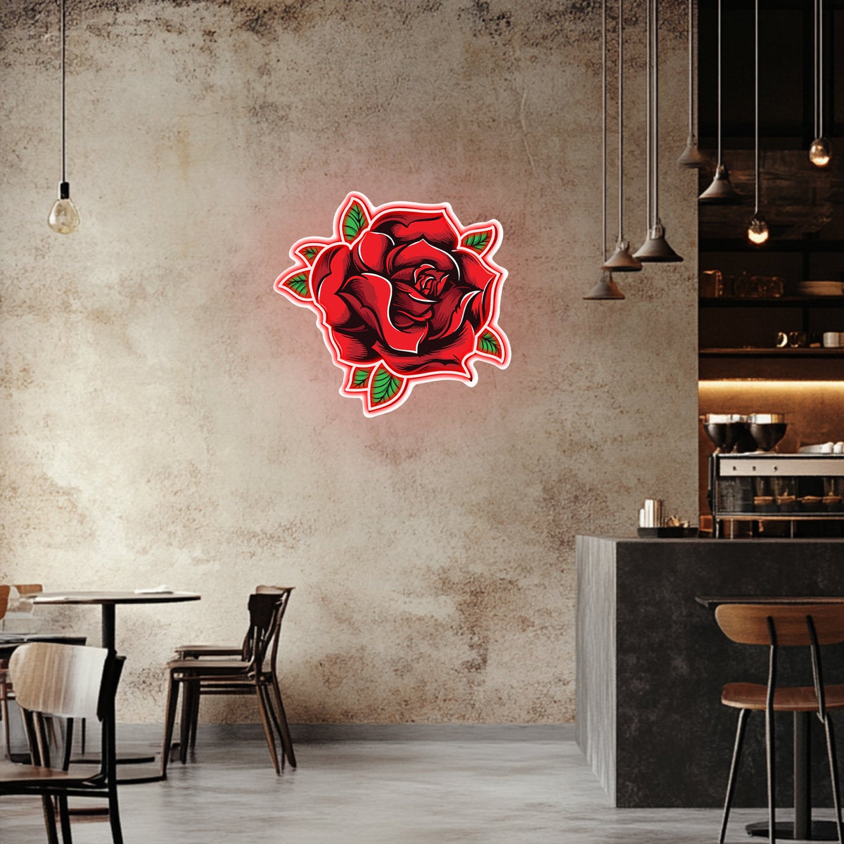 UV Printed Rose Neon Wall Art- LV0015