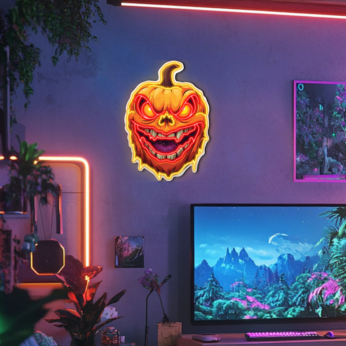 UV Printed Pumpkin Neon Wall Art- LV0006