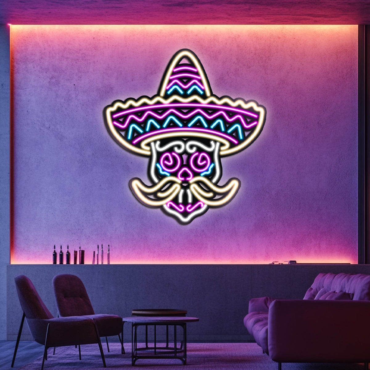 Muertos Skull Metal Neon Wall Art- LN0002