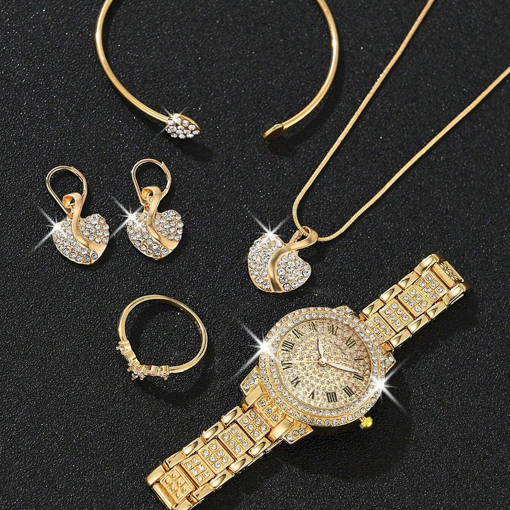 Diamond-Encrusted Fashionable High-End Watch Set