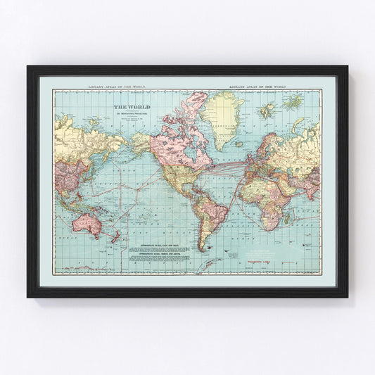 Vintage World Map 1912