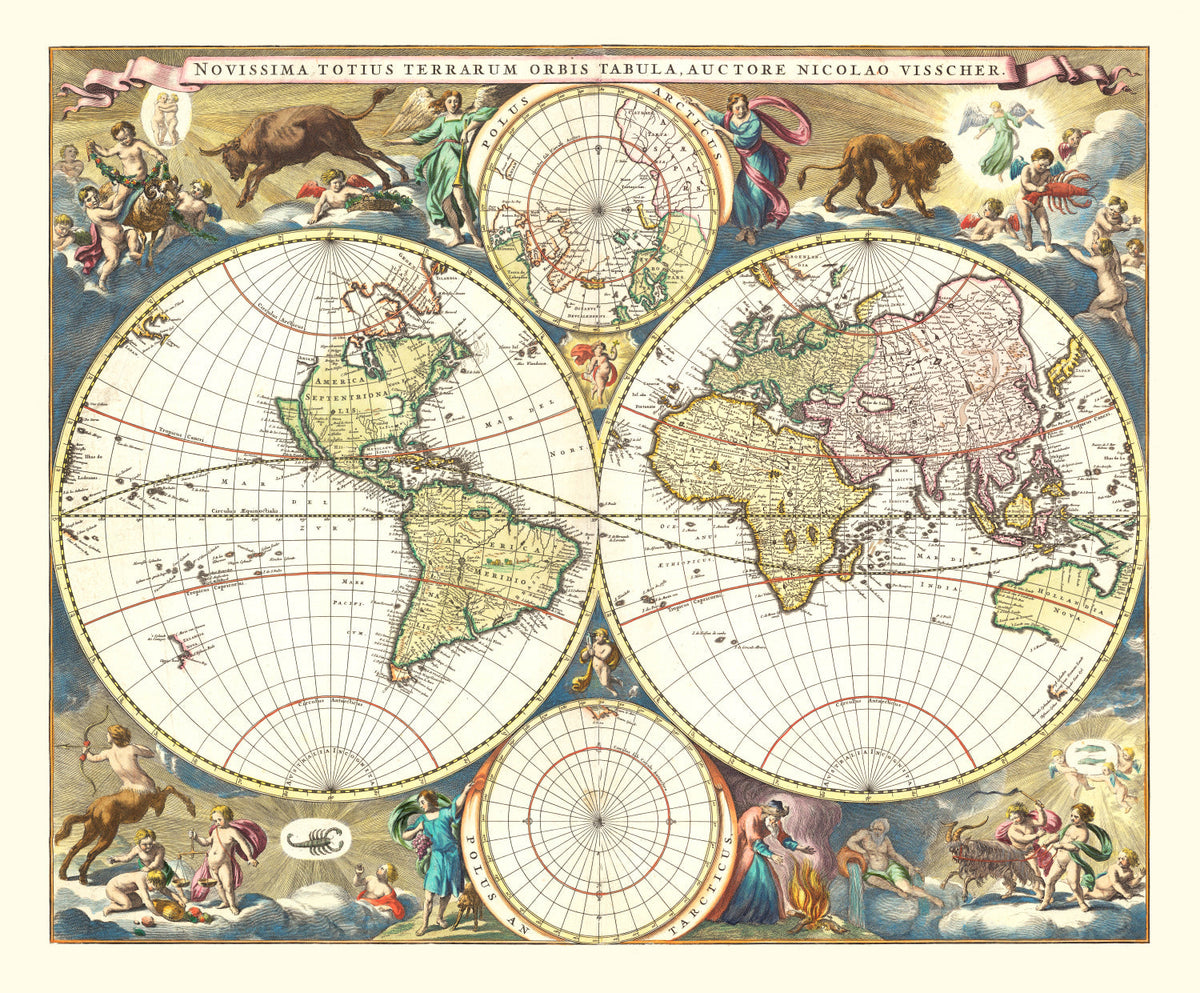 Vintage World Map 1690