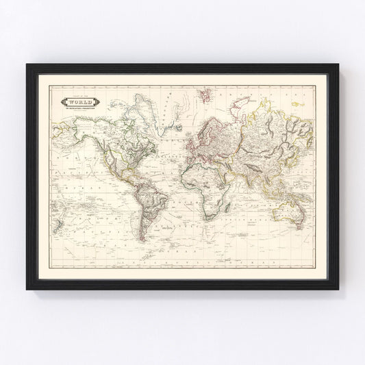 Vintage World Map 1841