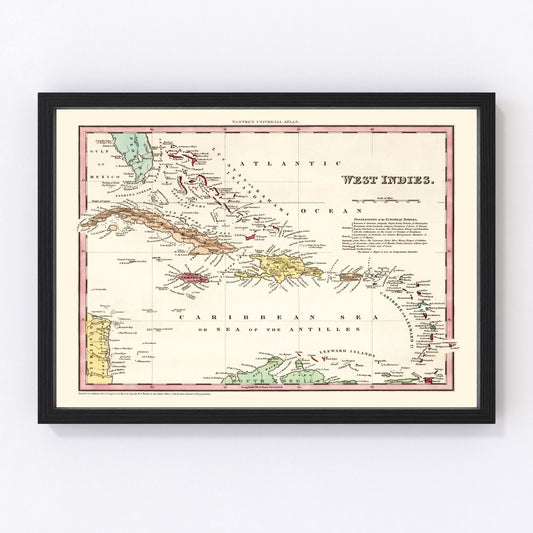 Vintage Map of West Indies 1834