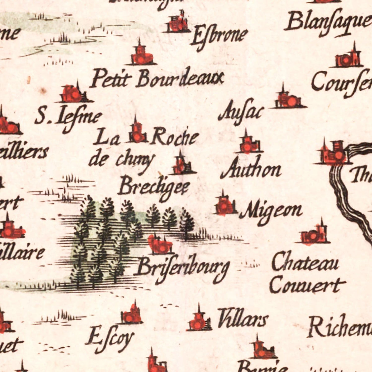 Vintage Map of Saintonge (Xaintonge) France, 1623