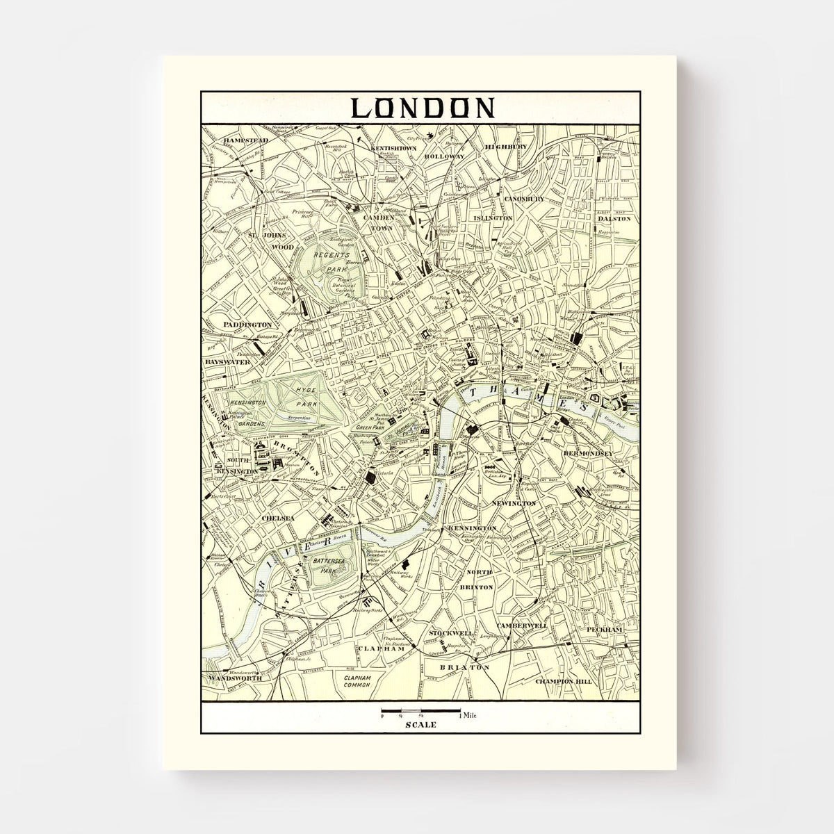 Vintage Map of London, England 1901