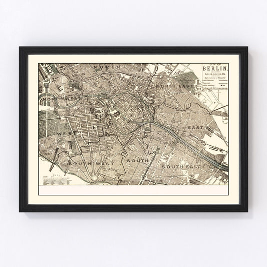 Vintage Map of Berlin, Germany 1901