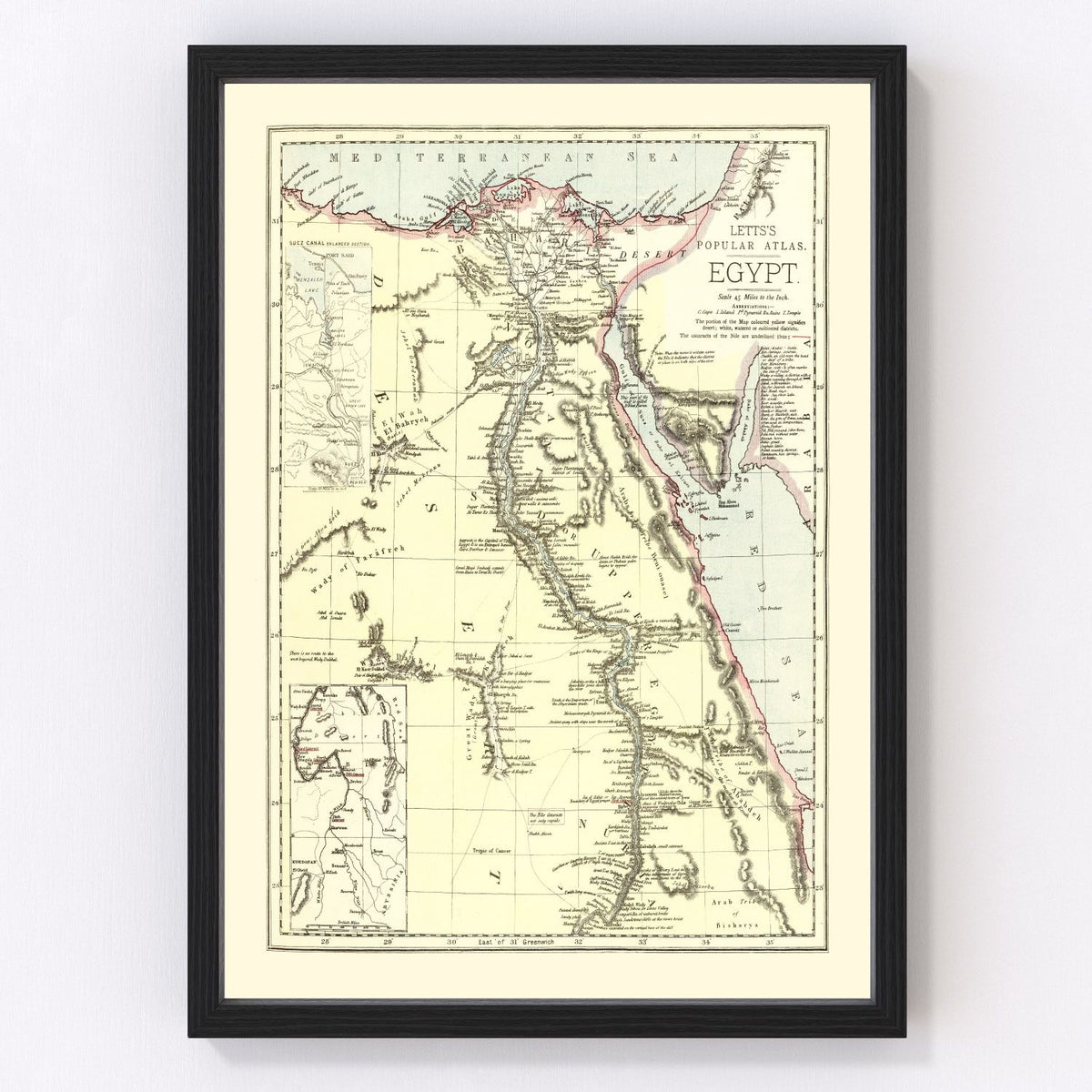 Vintage Map of Egypt 1883