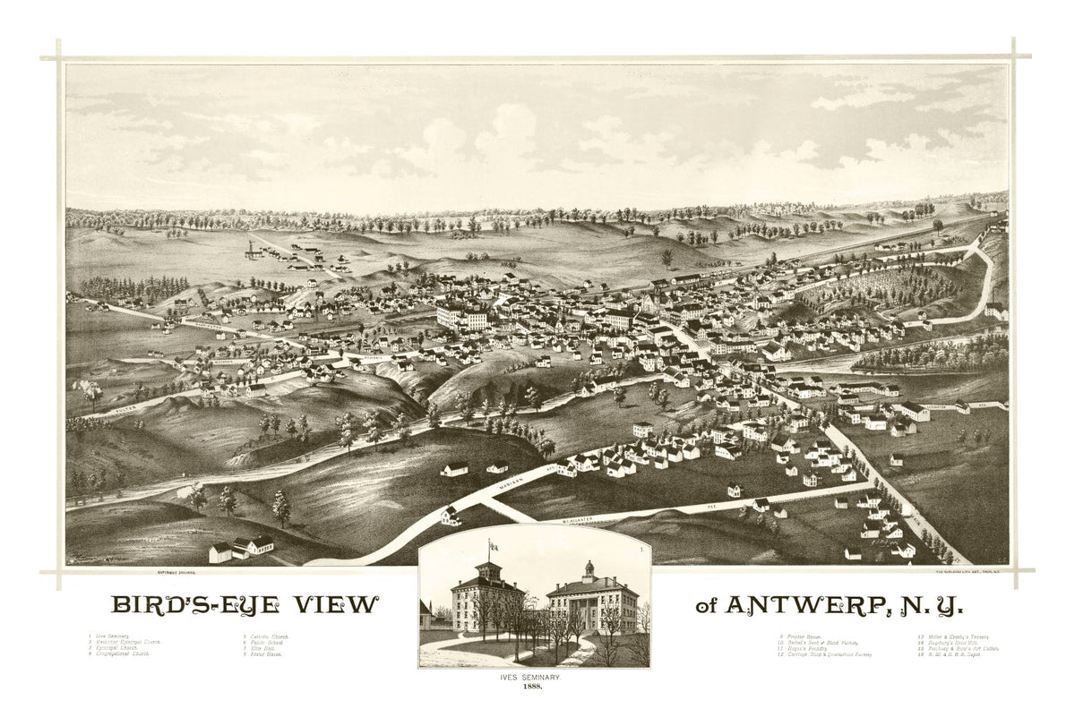 Vintage Map of Antwerp, New York 1888