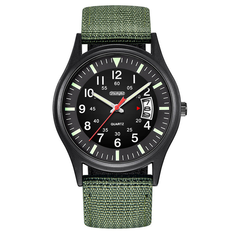 Mens Luminous Nylon-Strap Quartz Watch