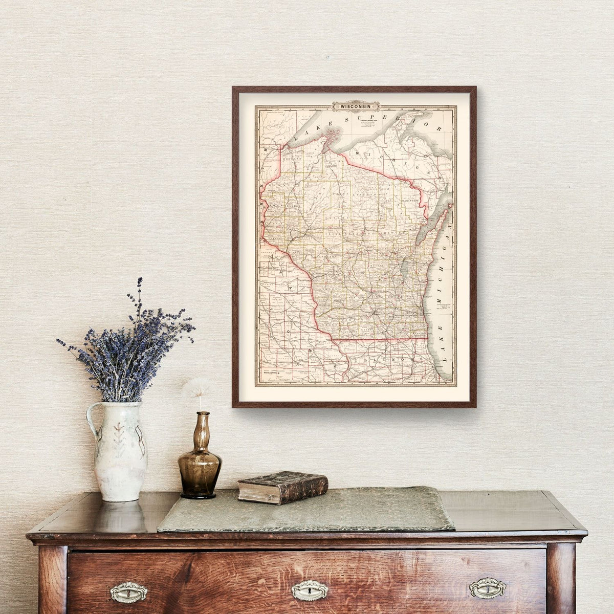 Vintage Map of Wisconsin 1882