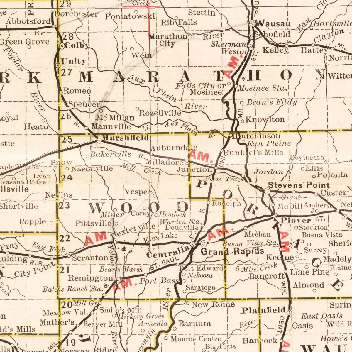 Vintage Map of Wisconsin 1882