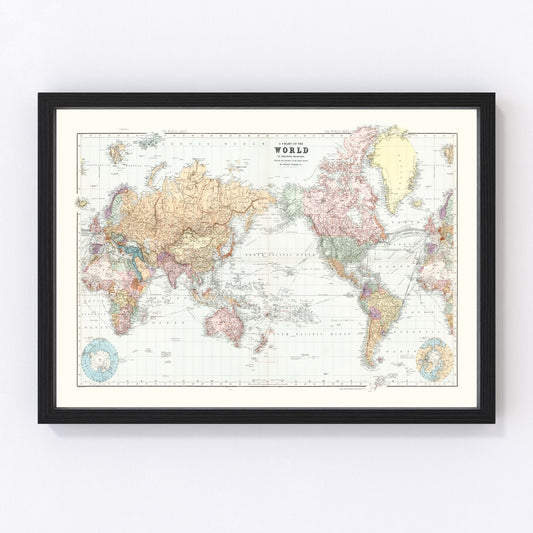 Vintage World Map 1904
