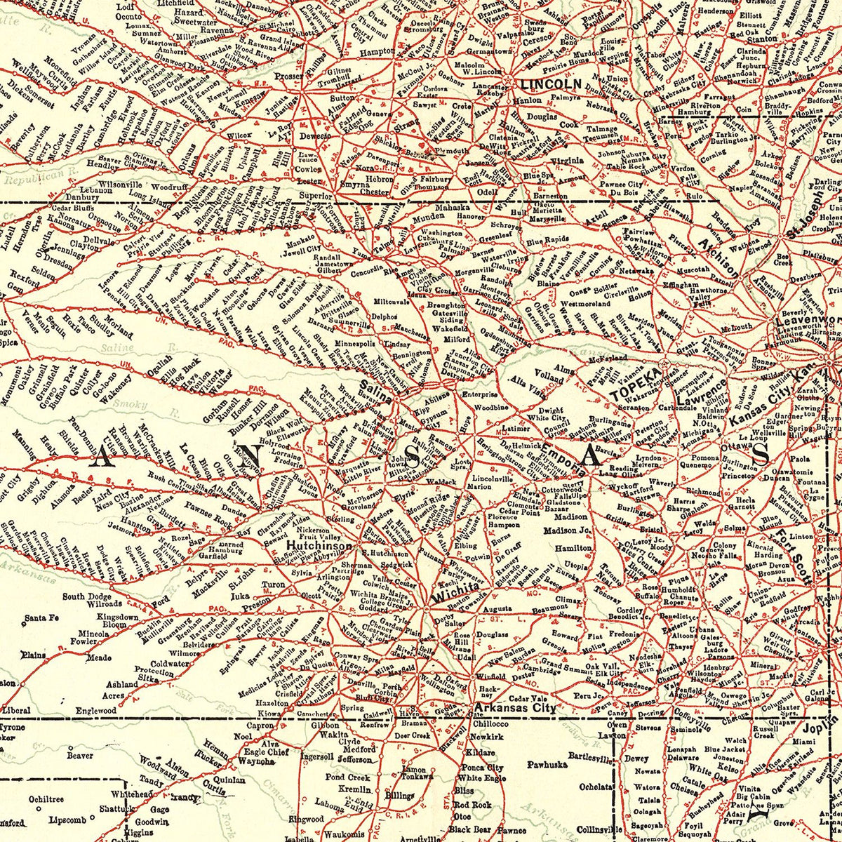 Vintage ABC Pathfinder Railway Guide Map 1902
