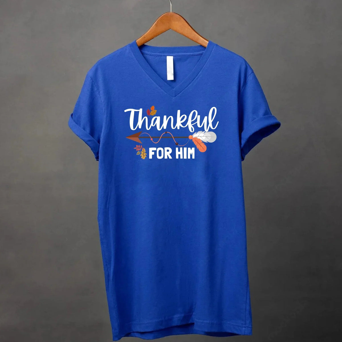 Thankful For Her/Him Valentines Couple V-Neck