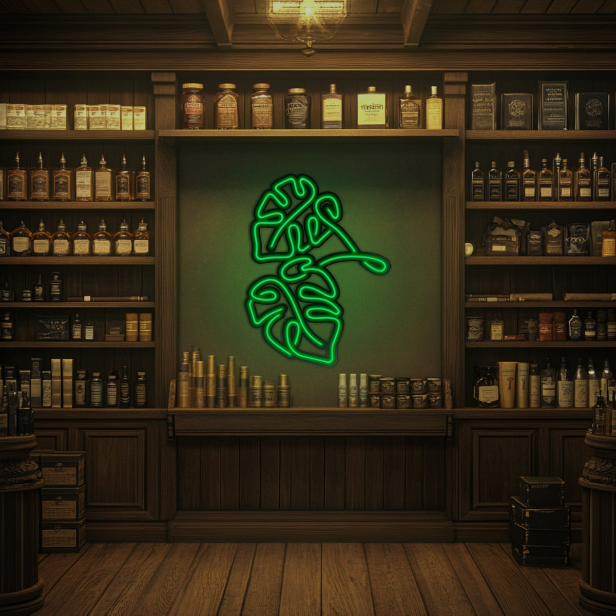 Monstera Leaf Metal Neon Wall Art- LN0006