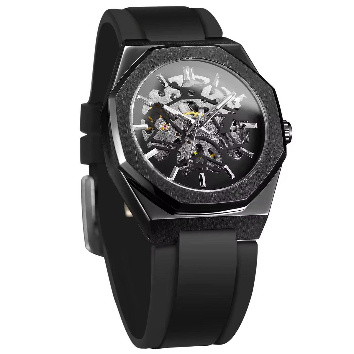 Automatic Mechanical Watch With A Rubber Strap