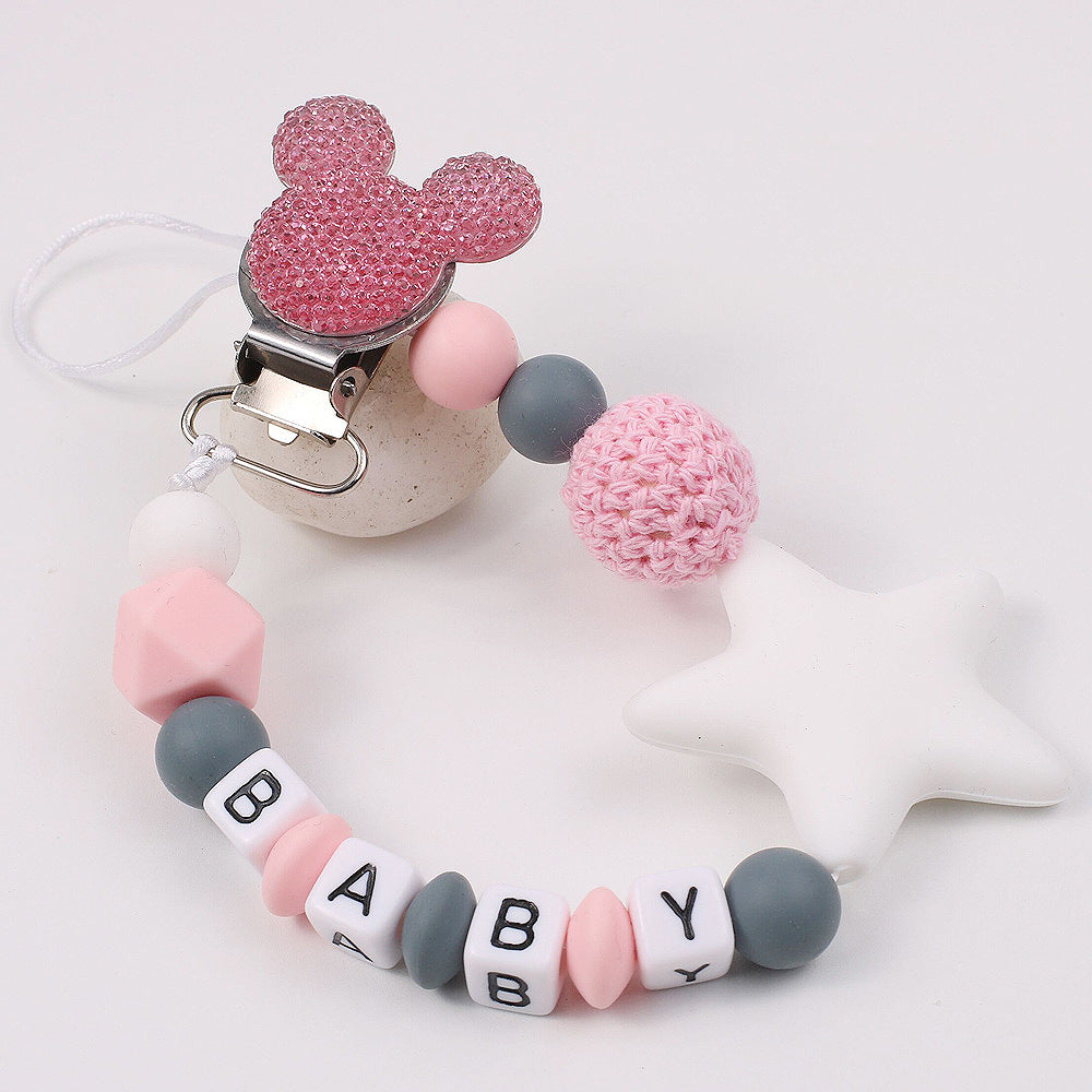 Five pointed star silicone pacifier chain pacifier chain baby products silicone pacifier clip baby teether anti-drop chain anti-drop belt