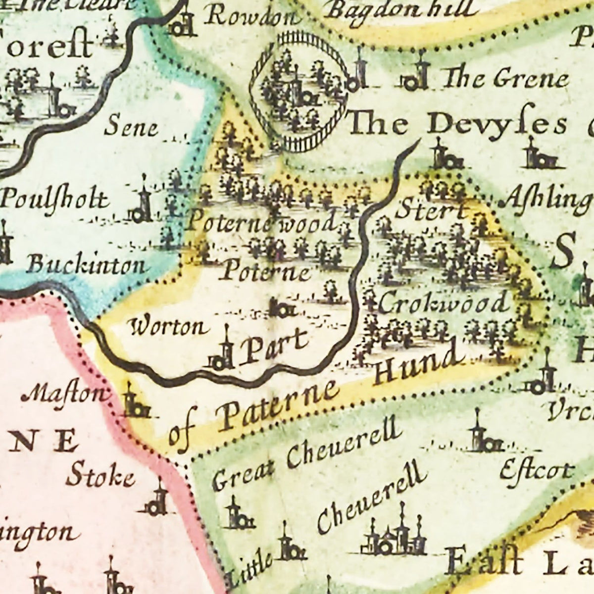 Vintage Map of Wiltshire 1665