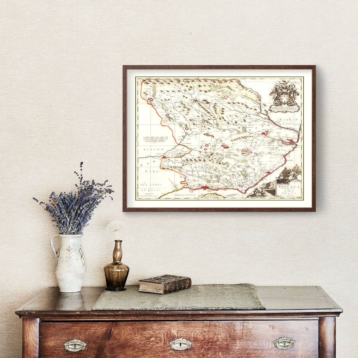 Vintage Map of Angus, Scotland 1665