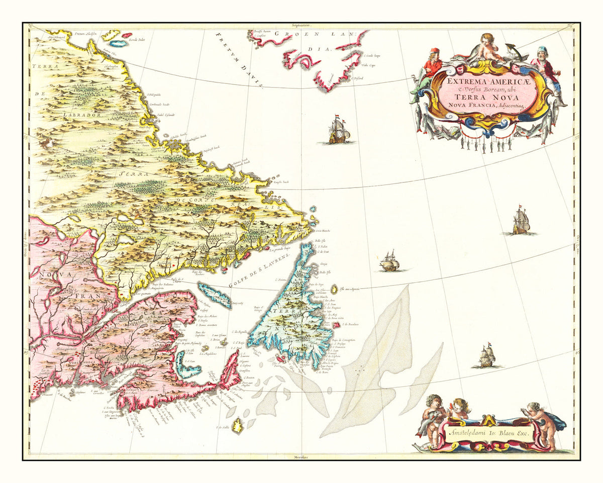 Vintage Map of Eastern Canada 1665