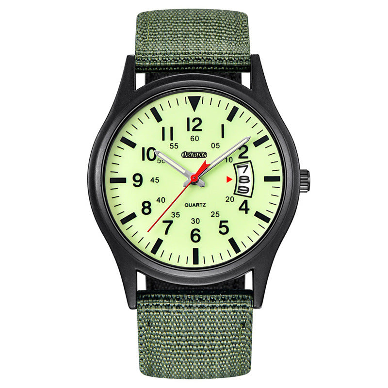 Mens Luminous Nylon-Strap Quartz Watch