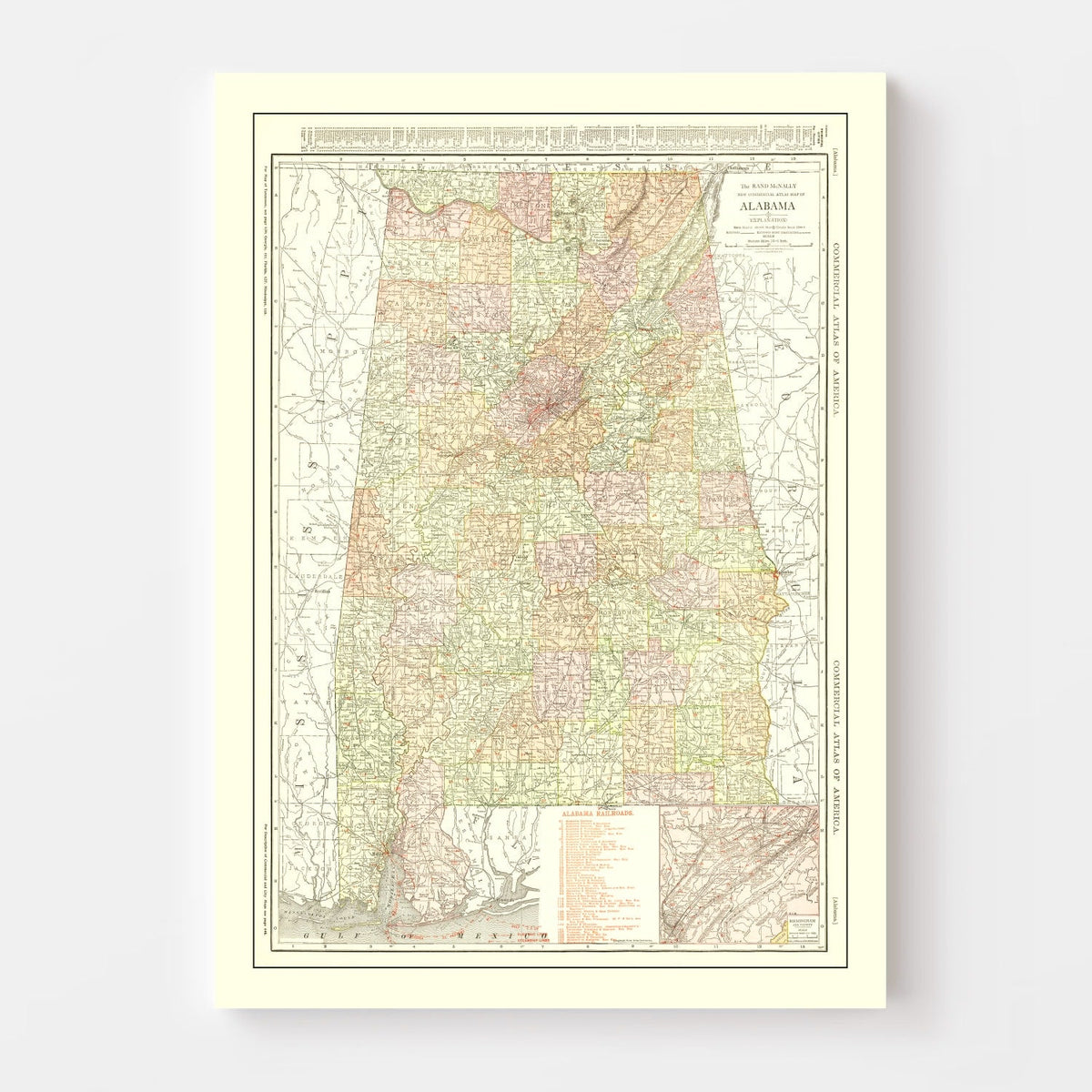 Vintage Map of Alabama 1917