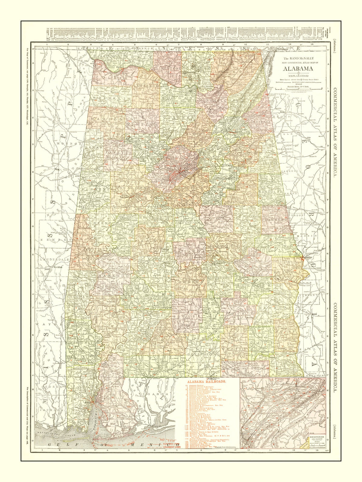 Vintage Map of Alabama 1917