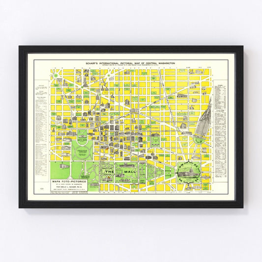 Vintage Map of Washington, DC 1919