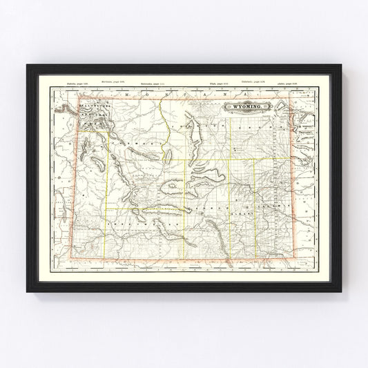 Vintage Map of Wyoming 1884