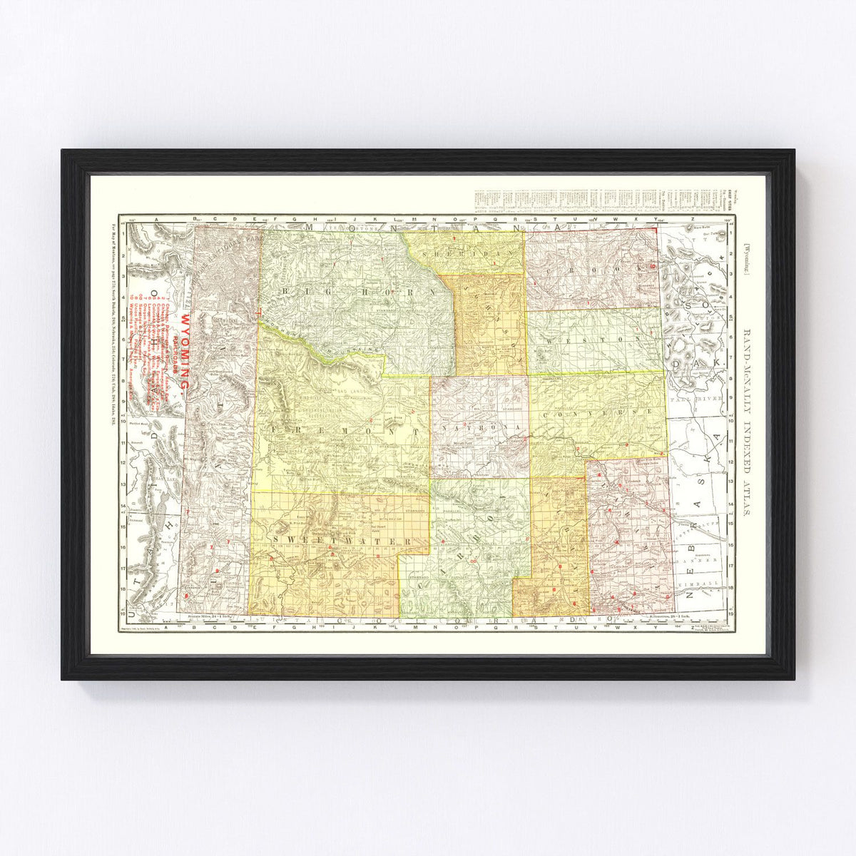 Vintage Map of Wyoming 1908