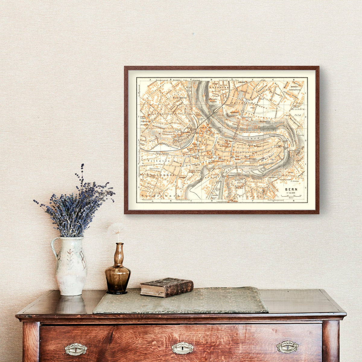 Vintage Map of Bern, Switzerland 1927