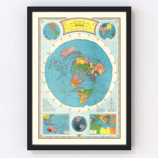 Vintage Air Age Map of The World 1946