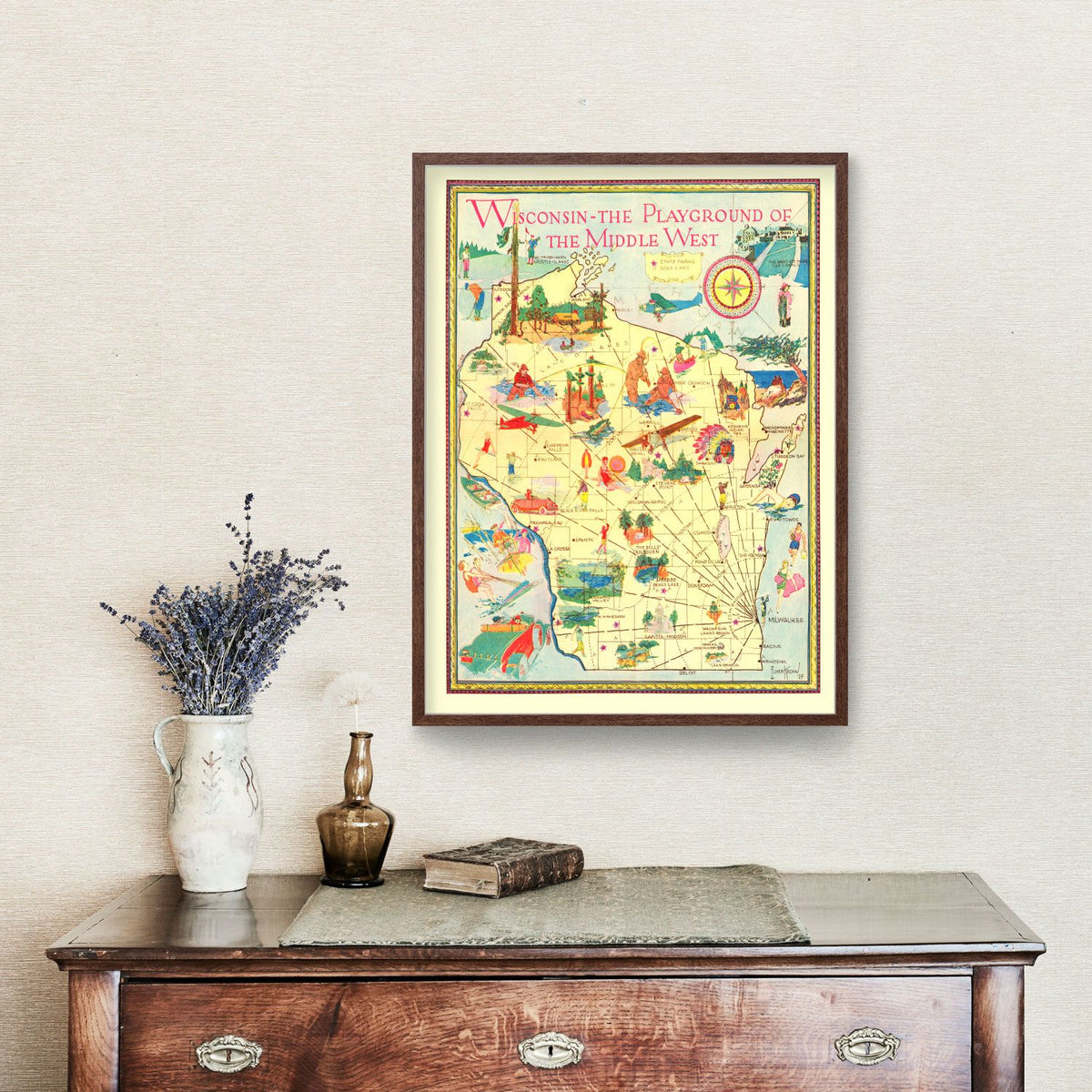 Vintage Map of Wisconsin 1929