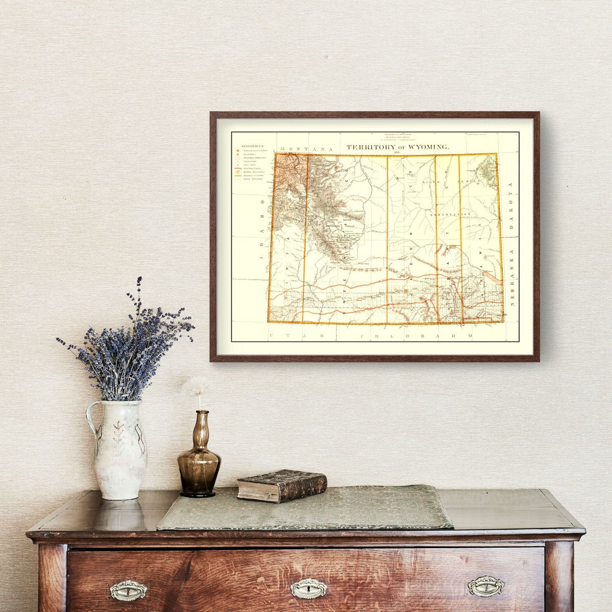 Vintage Map of Wyoming 1876