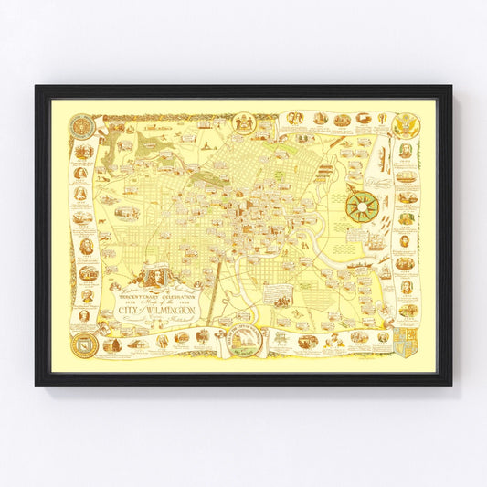 Vintage Map of Wilmington, Delaware 1938