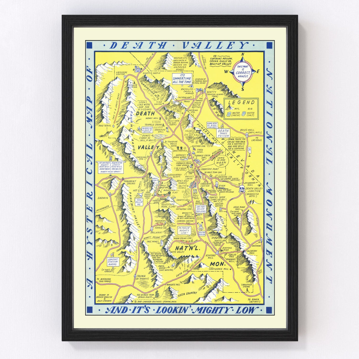Vintage Death Valley Map 1948