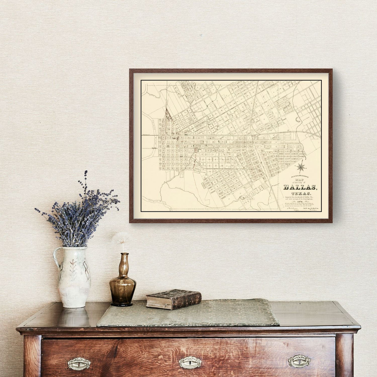 Vintage Map of Dallas, Texas 1878
