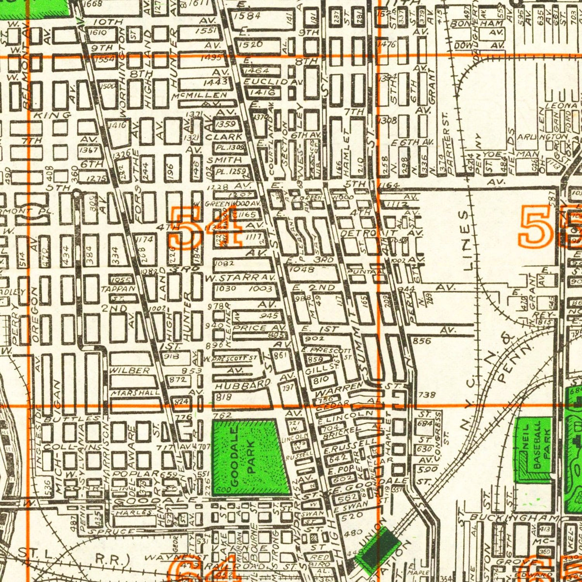 Vintage Map of Columbus, Ohio 1916