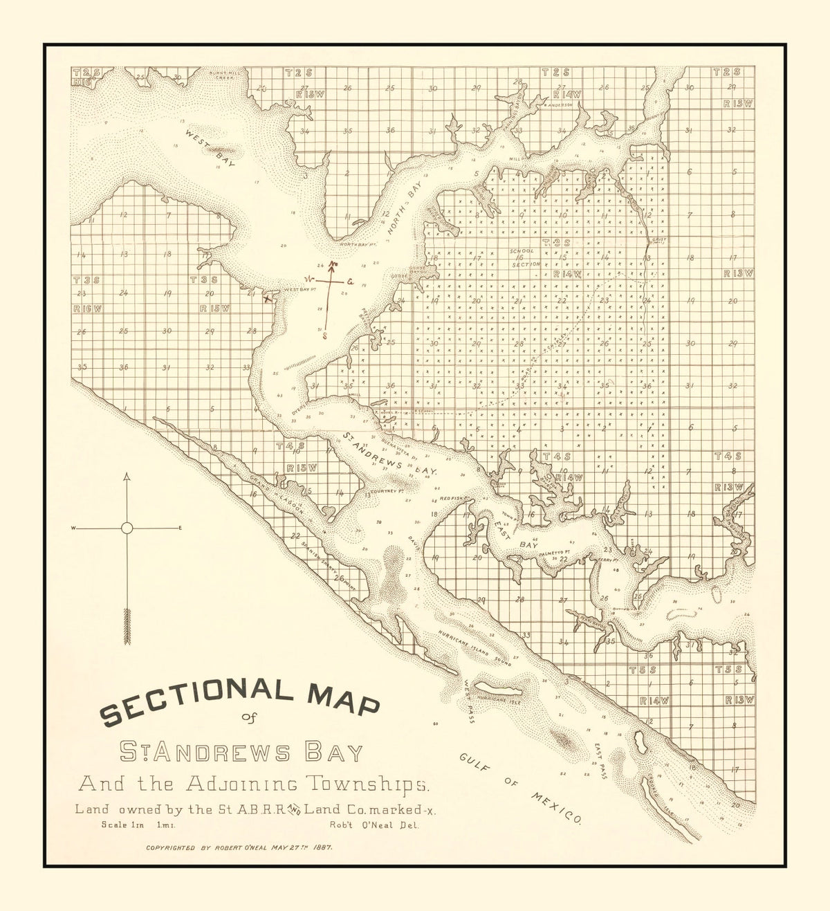 Vintage Map of Panama City, Florida 1887