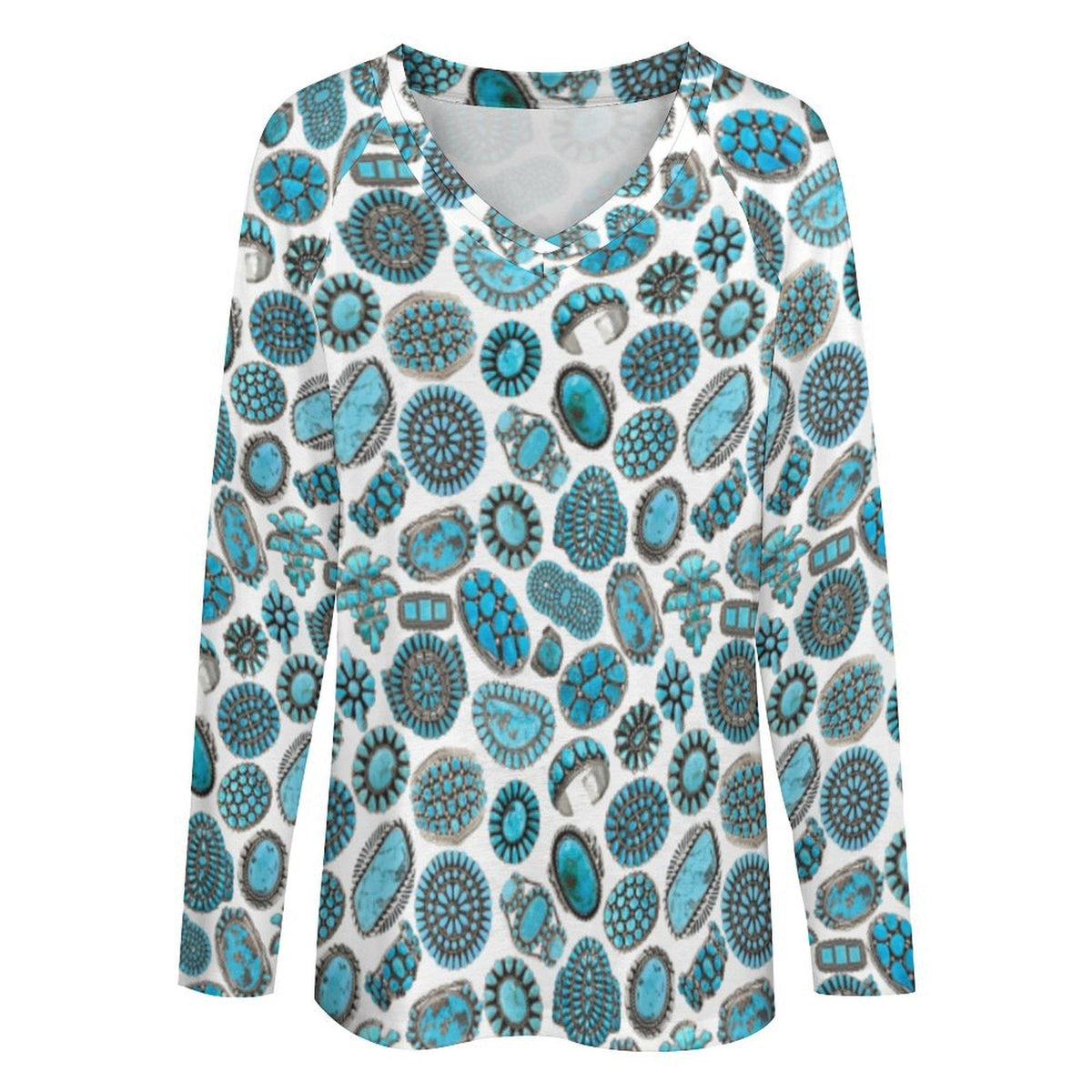 Baha Ranch Turquoise Crazy Long Sleeve Top