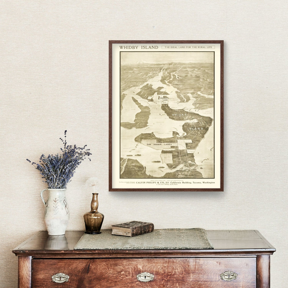 Vintage Map of Whidby Island, 1910