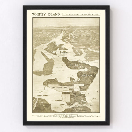 Vintage Map of Whidby Island, 1910