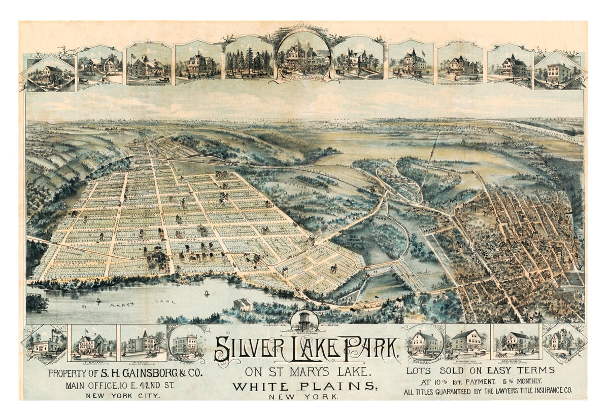 Vintage Map of White Plains, New York 1880
